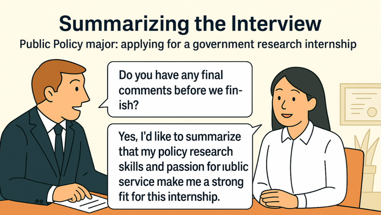 인터뷰 요약 발언 (Summarizing the Interview)